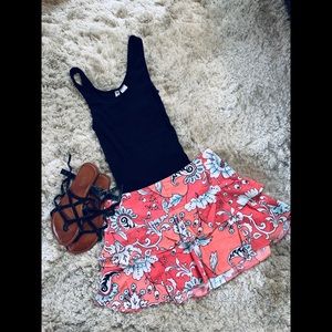 Floral Skirt Coral w. hints of pale blue and white
